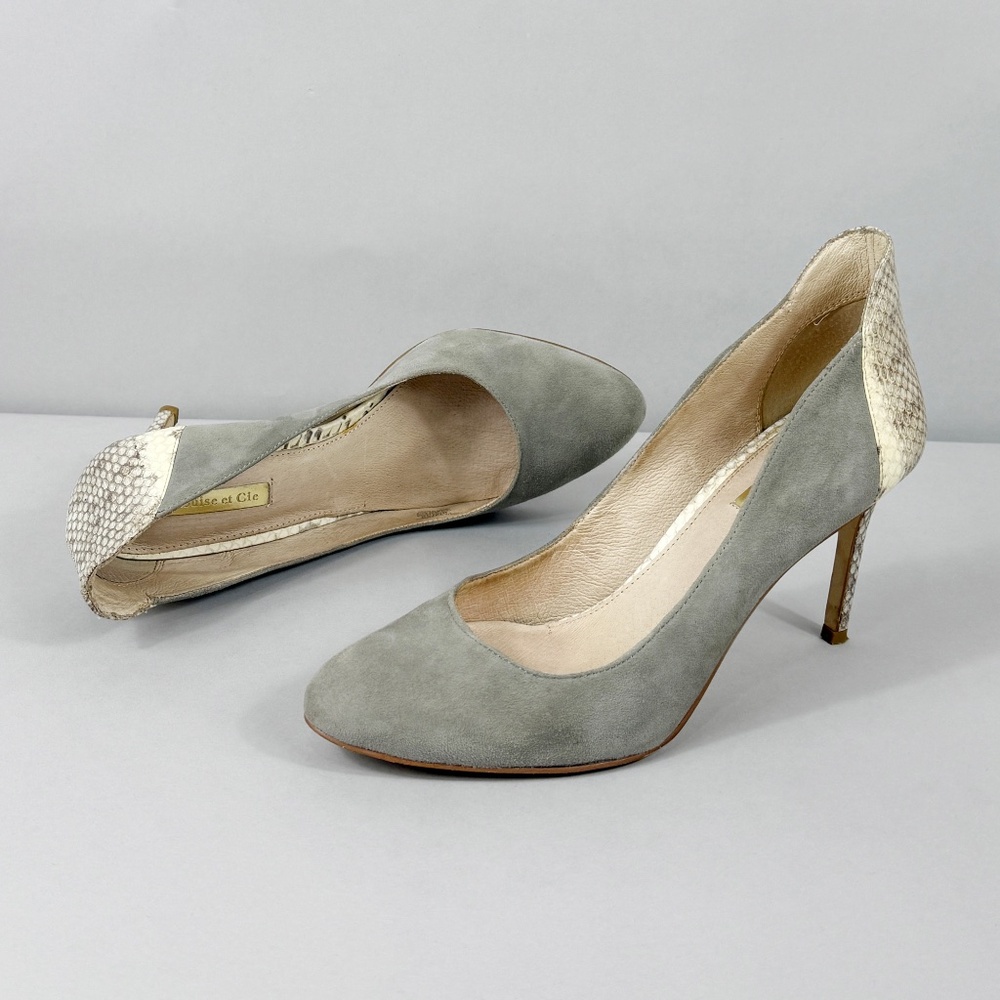 LOUISE ET CIE GREY SUEDE & SNAKE HEELS